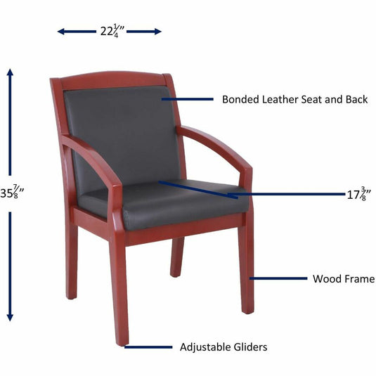 Lorell Sloping Arms Wood Frame Guest Chair