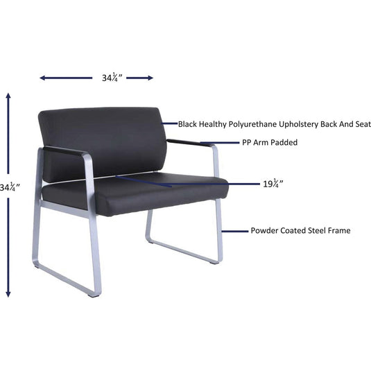 Lorell Healthcare Reception Big & Tall Sled Base Guest Chair