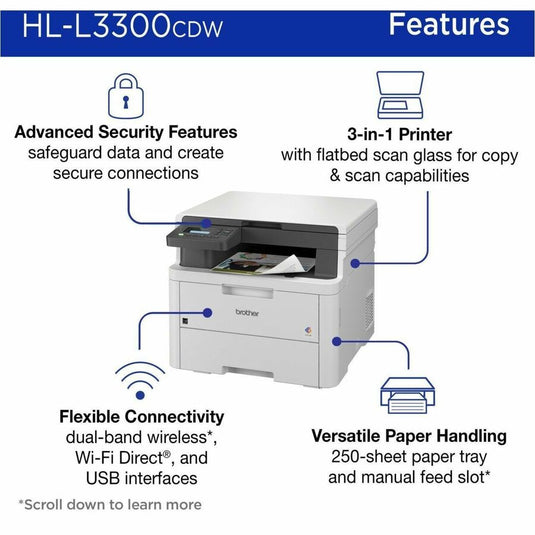 Brother HL-L3300CDW Wireless Laser Multifunction Printer - Color