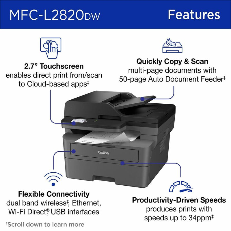 Load image into Gallery viewer, Brother MFC-L2820DW Wireless Laser Multifunction Printer
