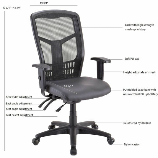 Lorell Executive Antimicrobial High-back Chair